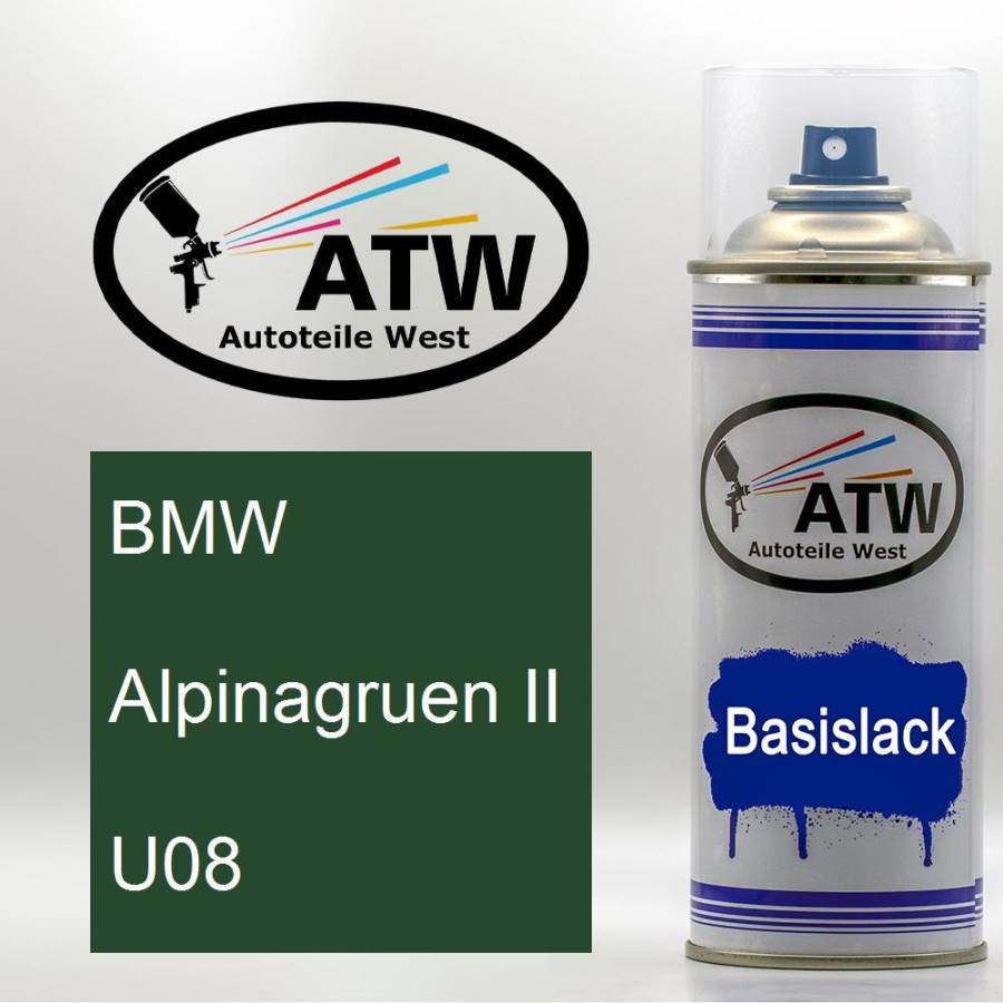 BMW, Alpinagruen II, U08: 400ml Sprühdose, von ATW Autoteile West.